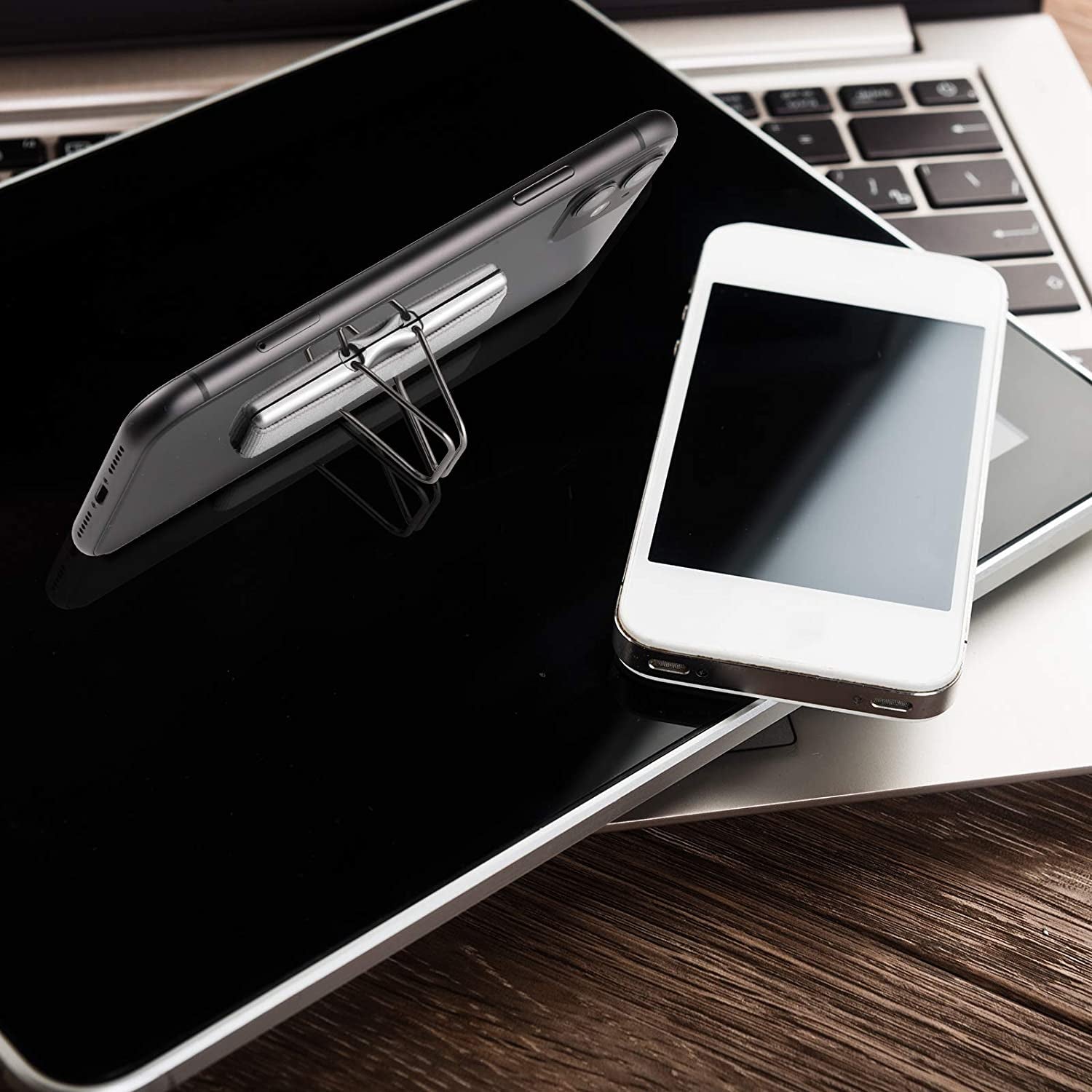 Weewooday 6 Pieces Finger Strap Phone Holders Phone Handle Grip Cell Phone Stand with Kickstand Elastic Phone Finger Holder for Cell Phone Case Small Tablets  Weewooday   