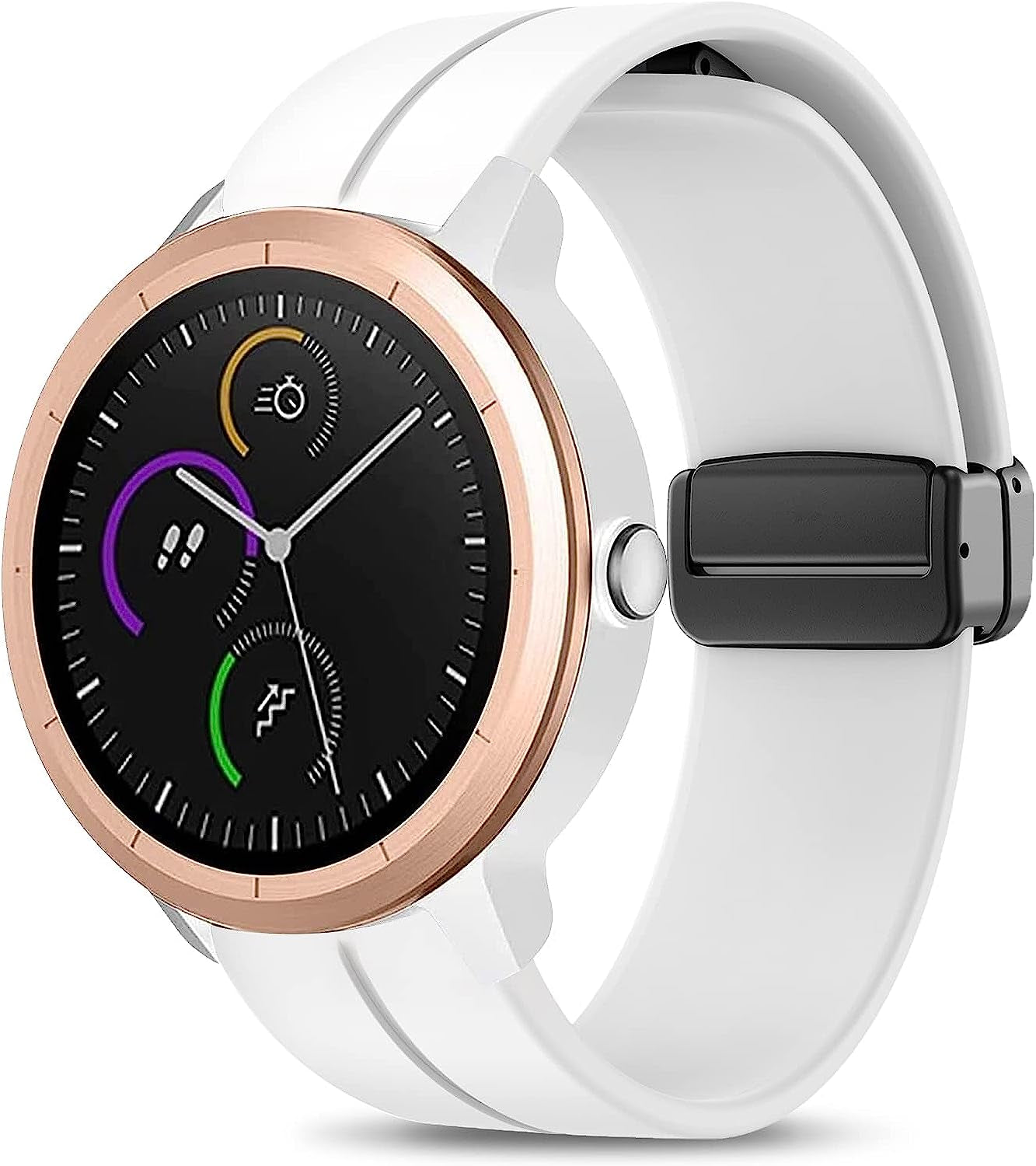 Mackpoimer Magnetic Bands for Garmin Venu/Vivoactive 3 Watch Band, 20Mm Silicone Wristband with Adjustable Magnetic Folding Buckle for Garmin Venu Sq, Vivoactive 3 Music, Forerunner 645/245 Music  MAKCPOIMER White  