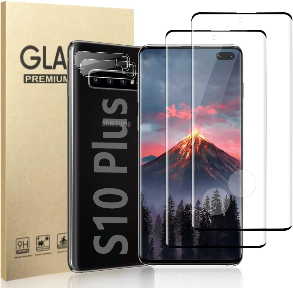 [2+2 Pack] Galaxy S20 Ultra Screen Protector and Camera Lens Protector,Fingerprint Unlock,3D Full Coverage,For Samsung Galaxy S20 Ultra (6.9 Inch) 9H Hardness Tempered Glass Screen Protector  OuYteu for Samsung Galaxy S10  