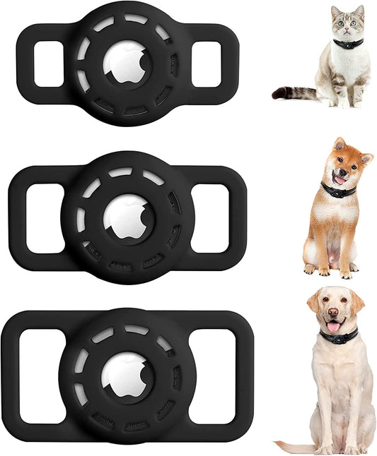 MOOGROU Airtag Dog Collar Holder Compatible with Apple Airtag Tracker,Premium Soft Silicone Airtag Case for Small-Big Pet Loop,(3 Different Sizes) Lightweight Airtag Holder for Cat Collar Black  moogrou   