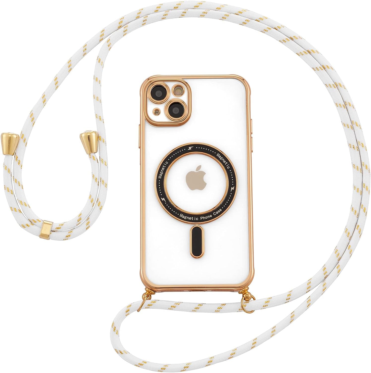 ZCDAYE Magnetic Clear Case for Iphone 13, [Compatible with Magsafe] [Lens Protector] Crossbody Adjustable Neck Lanyard Phone Case Premium TPU Shockproof Cover for Iphone 13(6.1 Inches) - Sliver  ZCDAYE Gold Iphone 14 