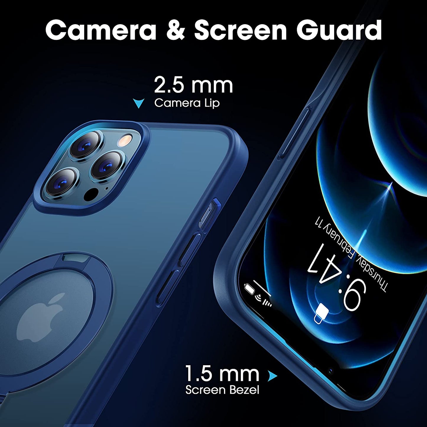 CASEKOO for Iphone 12 Pro Max Case with Magnetic Invisible Stand [Military Drop Protection] [Compatible with Magsafe] Shockproof Slim Translucent Matte Cases 6.7 Inch 2020, Blue  CASEKOO   