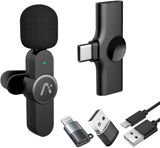 Aisizon Wireless Clip Mic, Wireless Lavalier Microphones, Lapel Clip-On Microphone, for Smartphone, Laptop, Video Recording, Tiktok, Facebook Live, Youtube Live Stream  Aisizon   