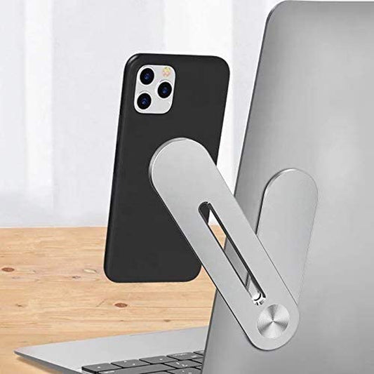 I&K Laptop Phone Holder, Adjustable Phone to Laptop or Tablet Mount - Foldable Magnetic Cellphone Stand for Smartphone - Fixed Flat, Slim, Safety, and Portable (Silver)  I&K Company   