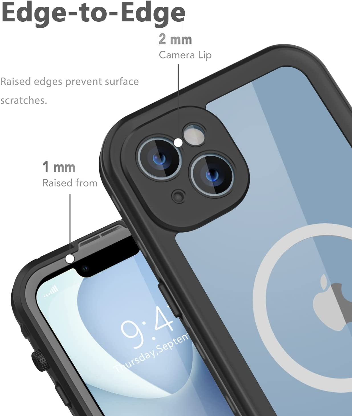Dewfoam Design for Iphone 14 Waterproof Case, Shockproof Dustproof Phone Case for Iphone 14 with Screen Protector, Full Body Protective Cover for Iphone 14 6.1'' (Black)  Dewfoam   