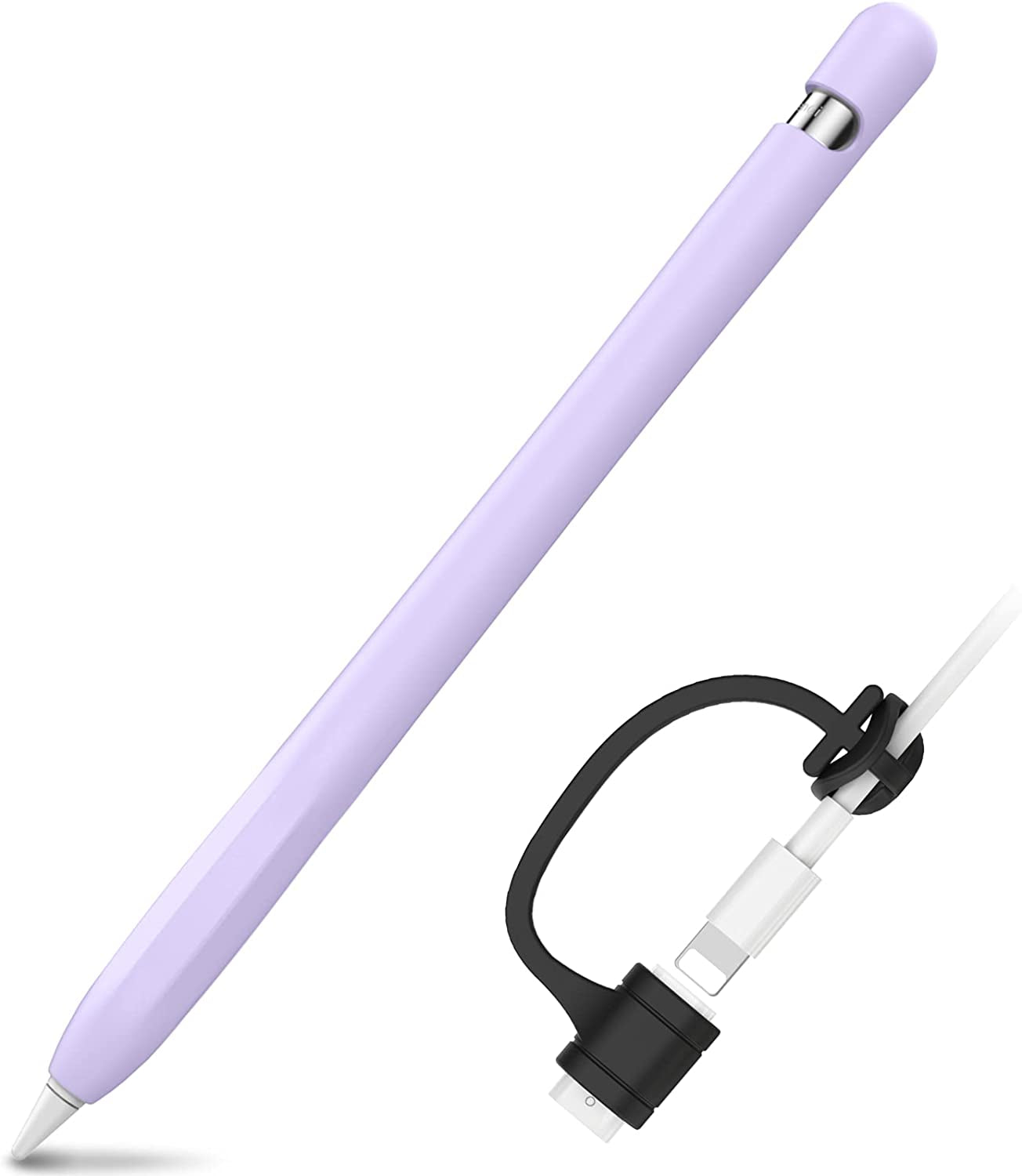 Ahastyle Anti-Slip Case Sleeve Silicone Protective Skin [ Added Cable Adapter Tether Kit] Compatible with Apple Pencil 1St Generation  AHASTYLE Lavender 1 Pack 
