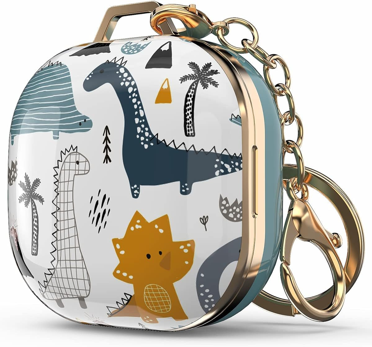 Wenew Case for Galaxy Buds 2 Pro/Galaxy Buds Pro/Galaxy Buds 2 / Galaxy Buds Live, Cute Pattern Hard Shell with Clip for Women Men Girls Kids (Blue)  wenew Cute Dino  