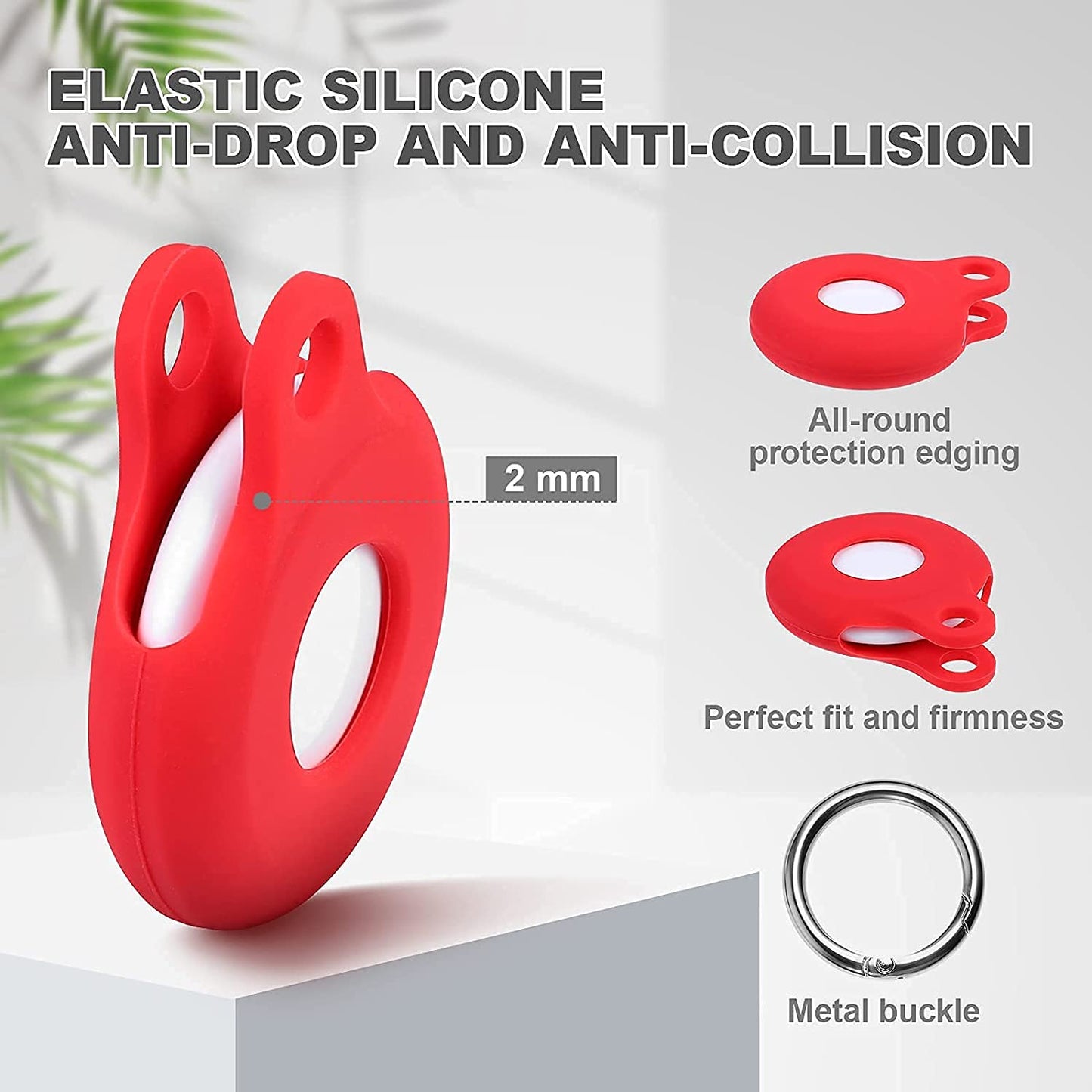 Airtag Case Compatible with Apple Airtag Case for Airtag Keychain,Pet Airtag Collar -Red  KENBU   