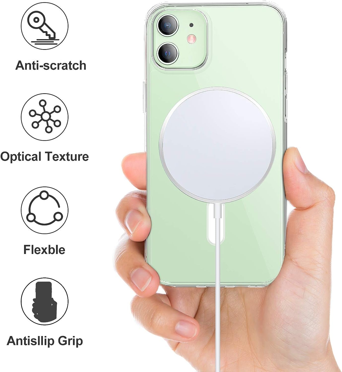 BOTOER Magnetic Crystal Clear for Iphone 12 & 12 Pro Case[Never Yellow][Mil-Grade Drop Tested] Compatible with Mag-Safe Protective Slim Cover 6.1''2020-Clear  BOTOER   