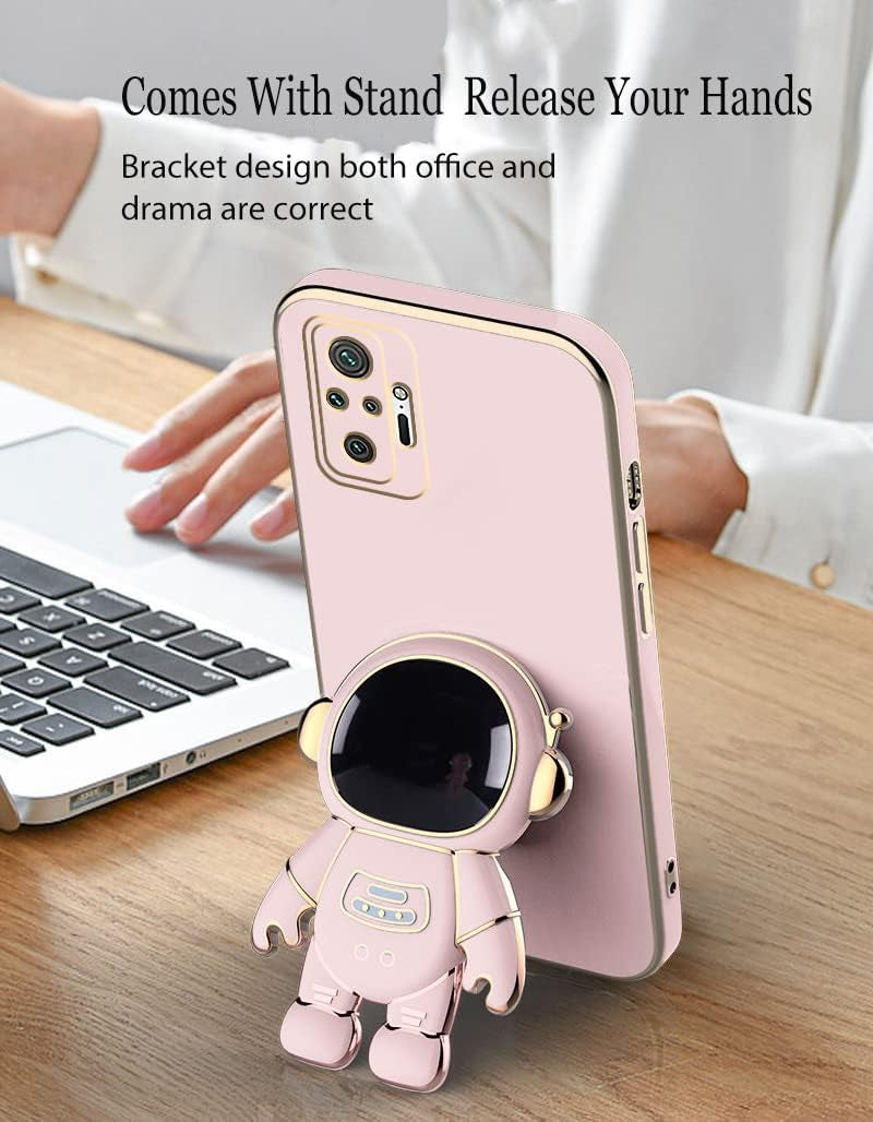 Compatible with Xiaomi Redmi Note 10 Pro Case Silicone TPU Plating, Xiaomi Redmi Note 10 Pro Cases Cute Astronaut Pattern Phone Case with Stand (Pink)  Tiwinxing   