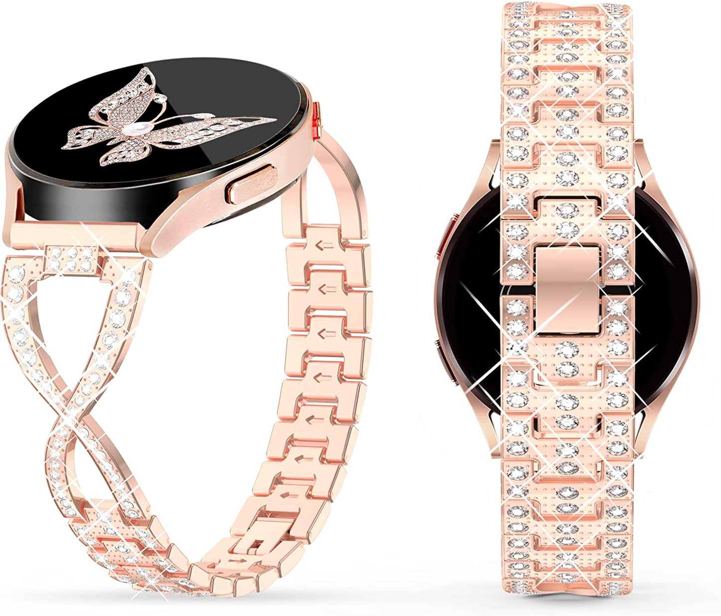 20Mm Bling Band Compatible for Samsung Galaxy Watch 4 40Mm 44Mm, Watch 5 40Mm 44Mm, Galaxy Watch 4 Classic 42Mm 46Mm, Active 2 40Mm 44Mm, Watch 42Mm, Watch 5 Pro, Watch 3 41Mm Rhinestone Band OULRAEFS Adjustable Women Bracelet Wristband Strap  OULRAEFS   