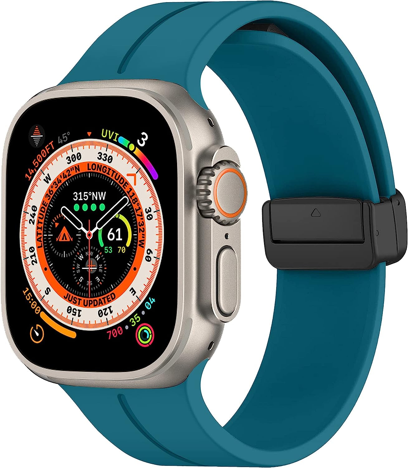 Magnetic for Apple Watch Ultra Band 49Mm 45Mm 44Mm 41Mm 40Mm Iwatch Bands 38Mm 42Mm Men/Women,Soft Sport Silicone Replacement Wristband Correa Strap for Apple Watch Band Series 8/7/6/5/4/3/2/1/SE  DMVEIMAL 13-Stone blue 42mm 44mm 45mm 49mm 