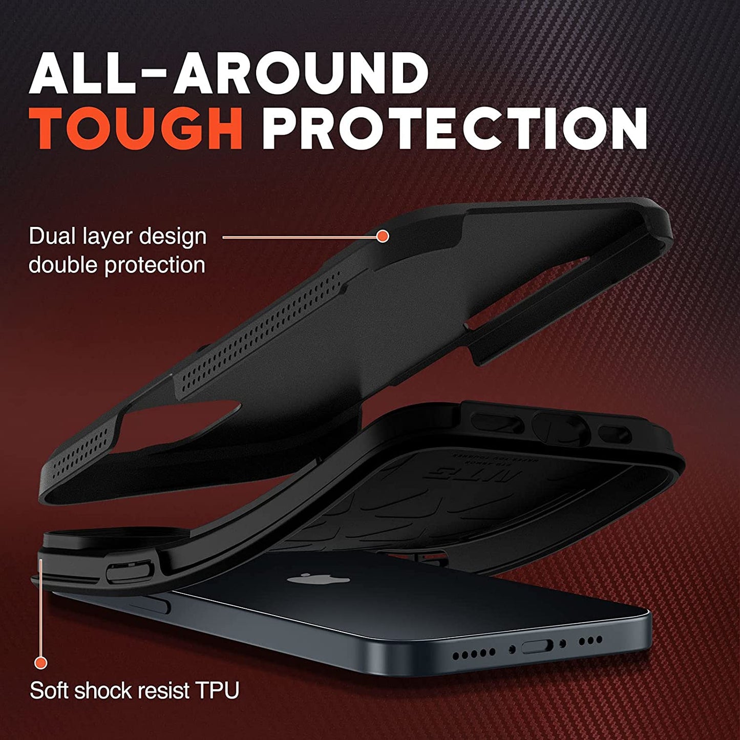 NTG Military Shockproof Iphone 14 Case, Iphone 13 Case [2 Layer Structure Protection] [Military Grade Anti-Drop] Hard Slim Iphone 14/13 Phone Case,Shockproof Protective Phone Case for Iphone 14/13  NTG   