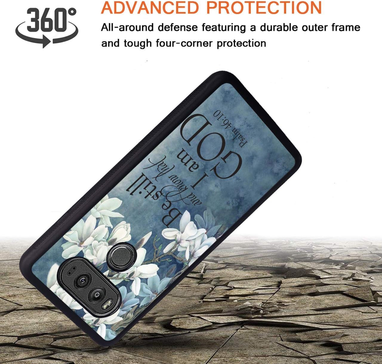 LG V30 Case,Christian Quotes Bible Verse Psalm 46:10 Design Slim Impact Resistant Shock-Absorption Rubber Protective Case Cover for LG V30/LG V30 Plus/Lg V30S/Lg V35/LG V35 Thinq  Log Zog   