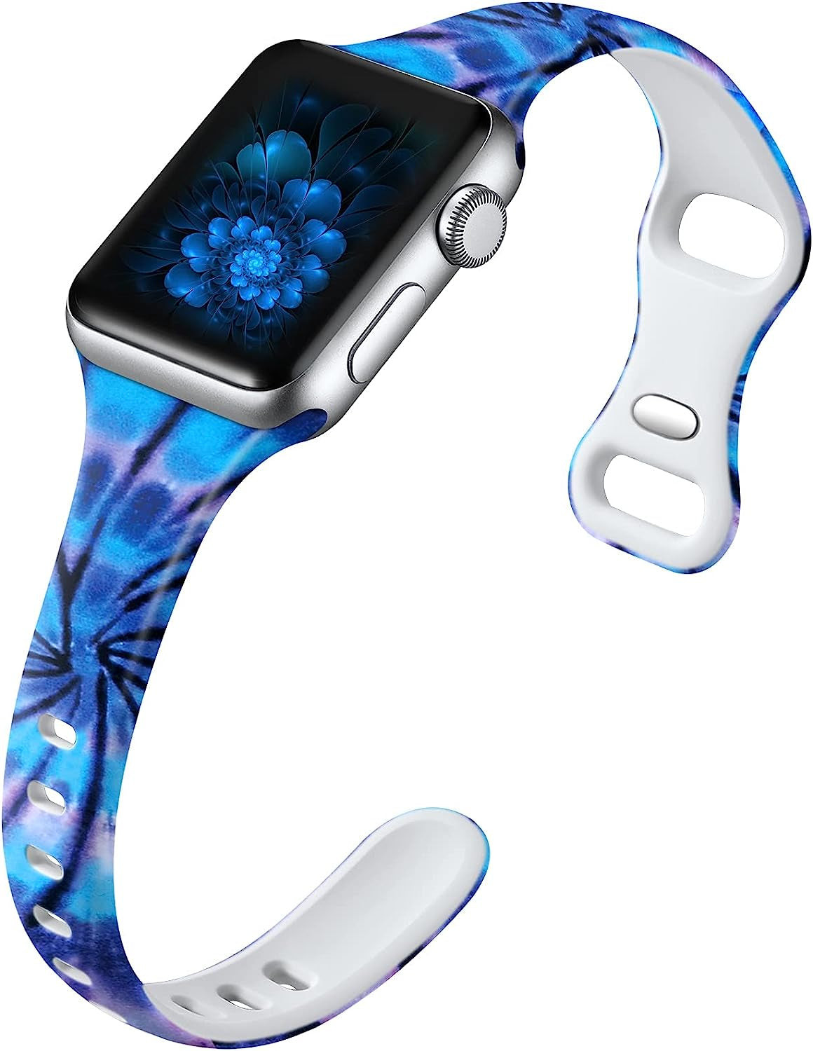 Witzon Thin Bands Compatible with Apple Watch Band 40Mm 38Mm 41Mm for Women, Fadeless Floral Cute Printed Slim Silicone Sport Replacement Wristbands for Iwatch SE Series 7 6 5 4 3 2 1 Smart Watch  Witzon Purple Mist  