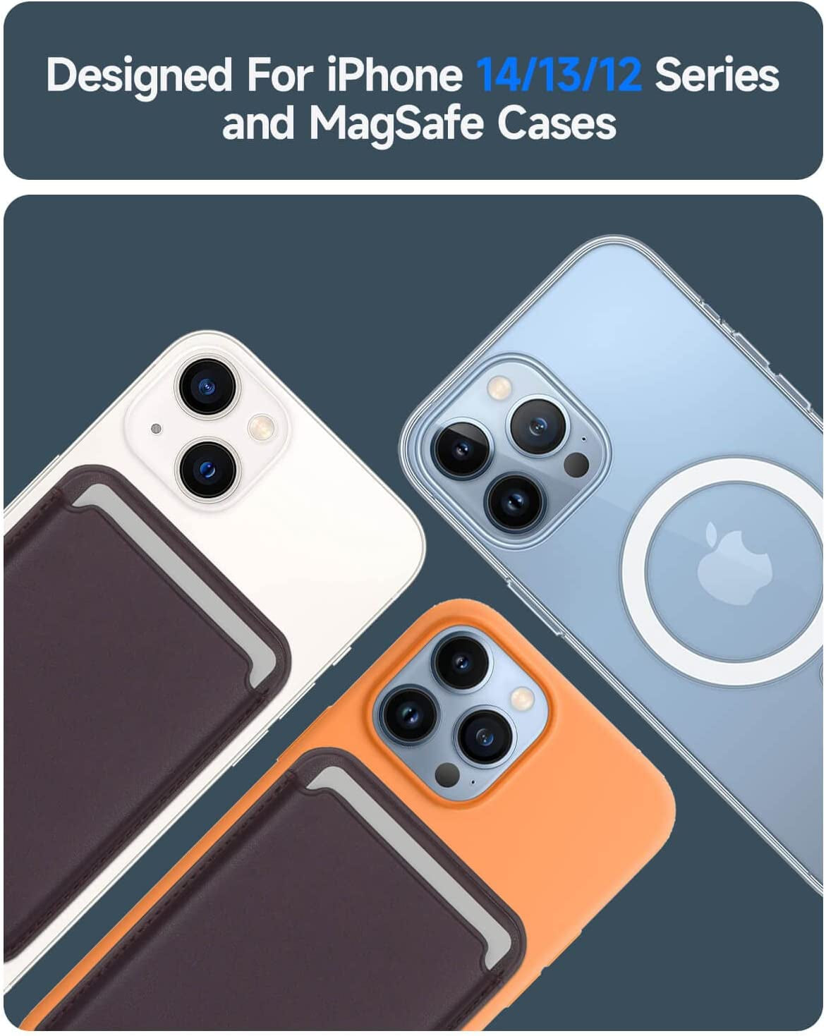 Magnetic Wallet Card Holder with Magsafe Compatible for Iphone 14/14 Plus/14 Pro/14 Pro Max, Iphone 13 Pro Max/13 Pro/13/13 Mini, Iphone 12/12 Pro/12 Pro Max, RFID Card Holder Wallet, Deep Purple  Doter   