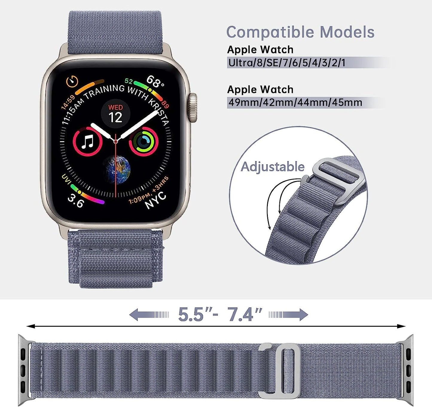 Kingofkings Alpine Loop Bands Compatible with Apple Watch Band Ultra 49Mm 45Mm 44Mm 42Mm 41Mm 40Mm 38Mm for Men/Women Nylon Sport Strap for Iwatch Series 8 7 SE 6 5 4 3 2 1  KingofKings   