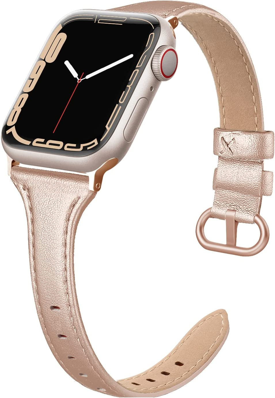 SWEES Leather Band Compatible for Apple Watch 38Mm 40Mm 41Mm, Slim Thin Dressy Elegant Genuine Leather Strap Compatible for Iwatch Series 8, 7, 6, 5, 4, 3, 2, 1, SE, Sport & Edition Women, Brown  SWEES Rose Gold 38mm 40mm 41mm 