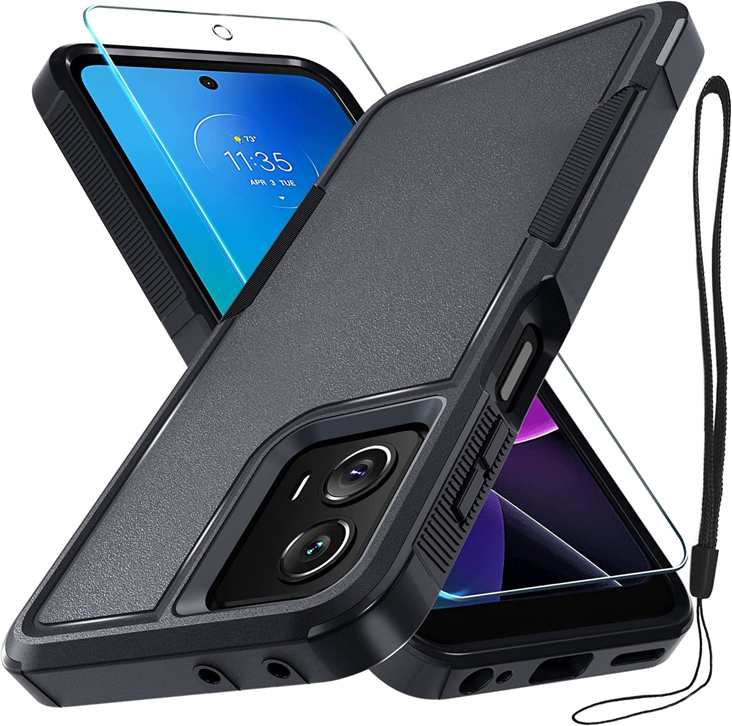 For Motorola Moto G Power 5G 2023 & Moto G 5G 2023 Case with Tempered Glass Screen Protector[1 Pack], Dual Layer Full Body Heavy Duty Rugged Shockproof Protective Phone Cover, Mint Green  RMOCR Black Matte Moto G 5G 2023/G Power 5G 2023 