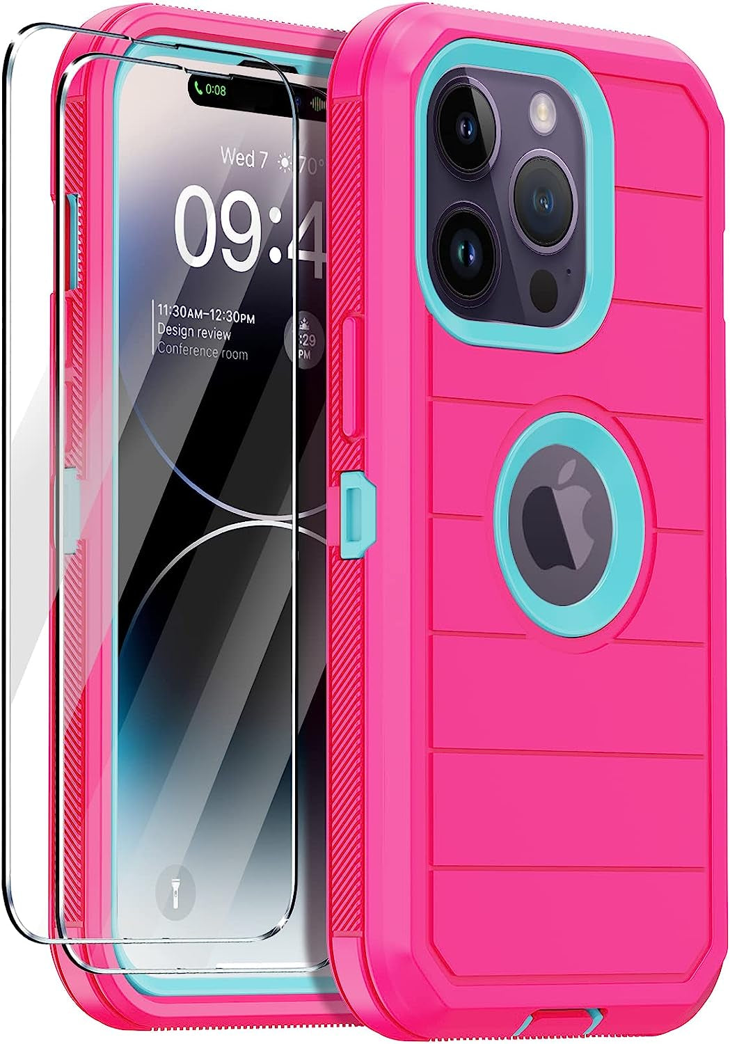 Annymall for Iphone 14 Pro Max Clear Case with 2 Screen Protector,Heavy Duty Shockproof Drop Protection Phone Cover Rugged Durable Full Body Bumper Hard Case for Apple Iphone 14 Pro Max (Black/Clear)  Annymall Rose/Light Green Ii  