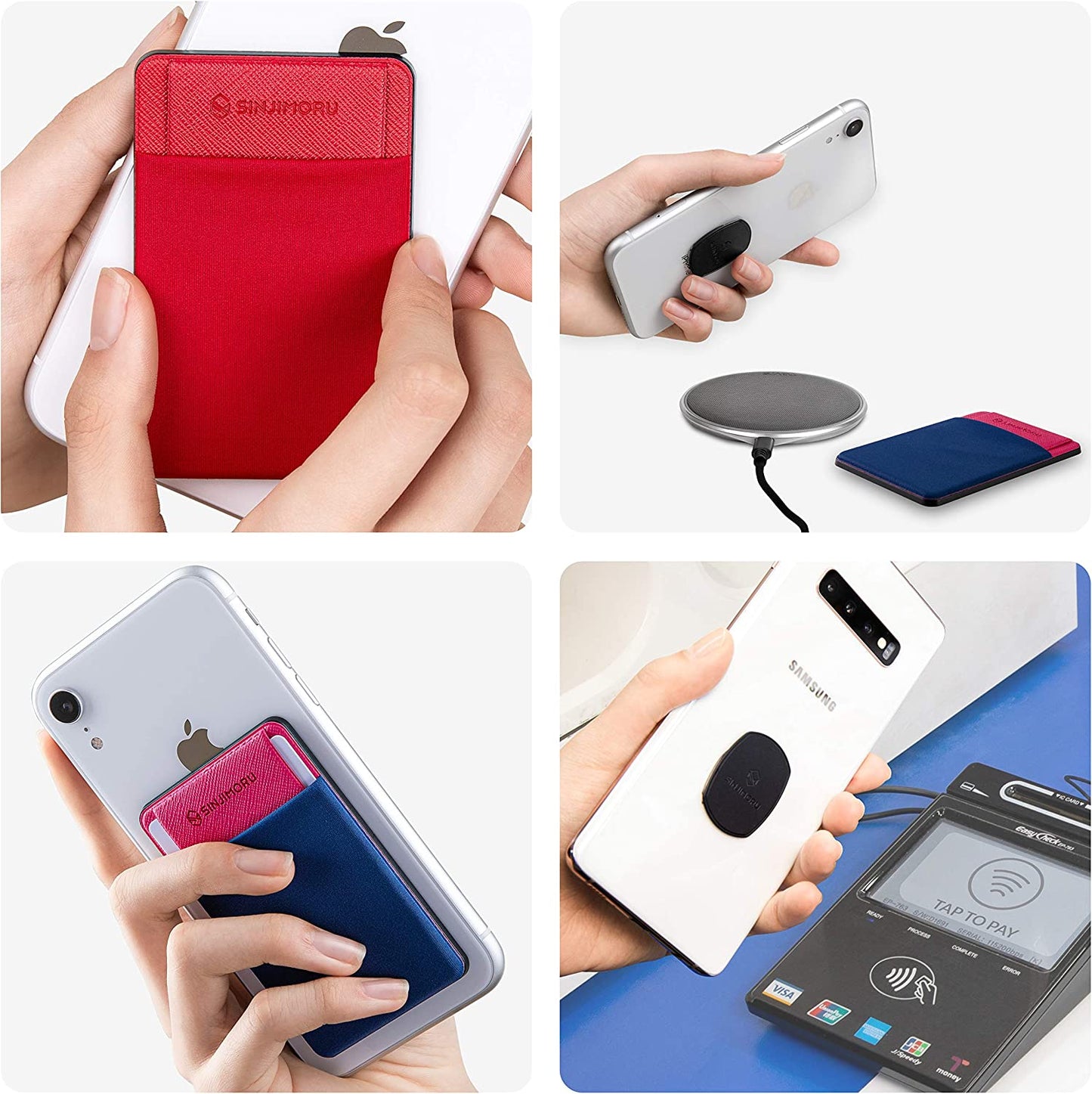 Sinjimoru Removable Cell Phone Wallet with Flap, Wireless Charging Compatible Cell Phone Card Holder for Back of Phone. Sinji Mount Flap Black  Sinjimoru Co.Ltd   