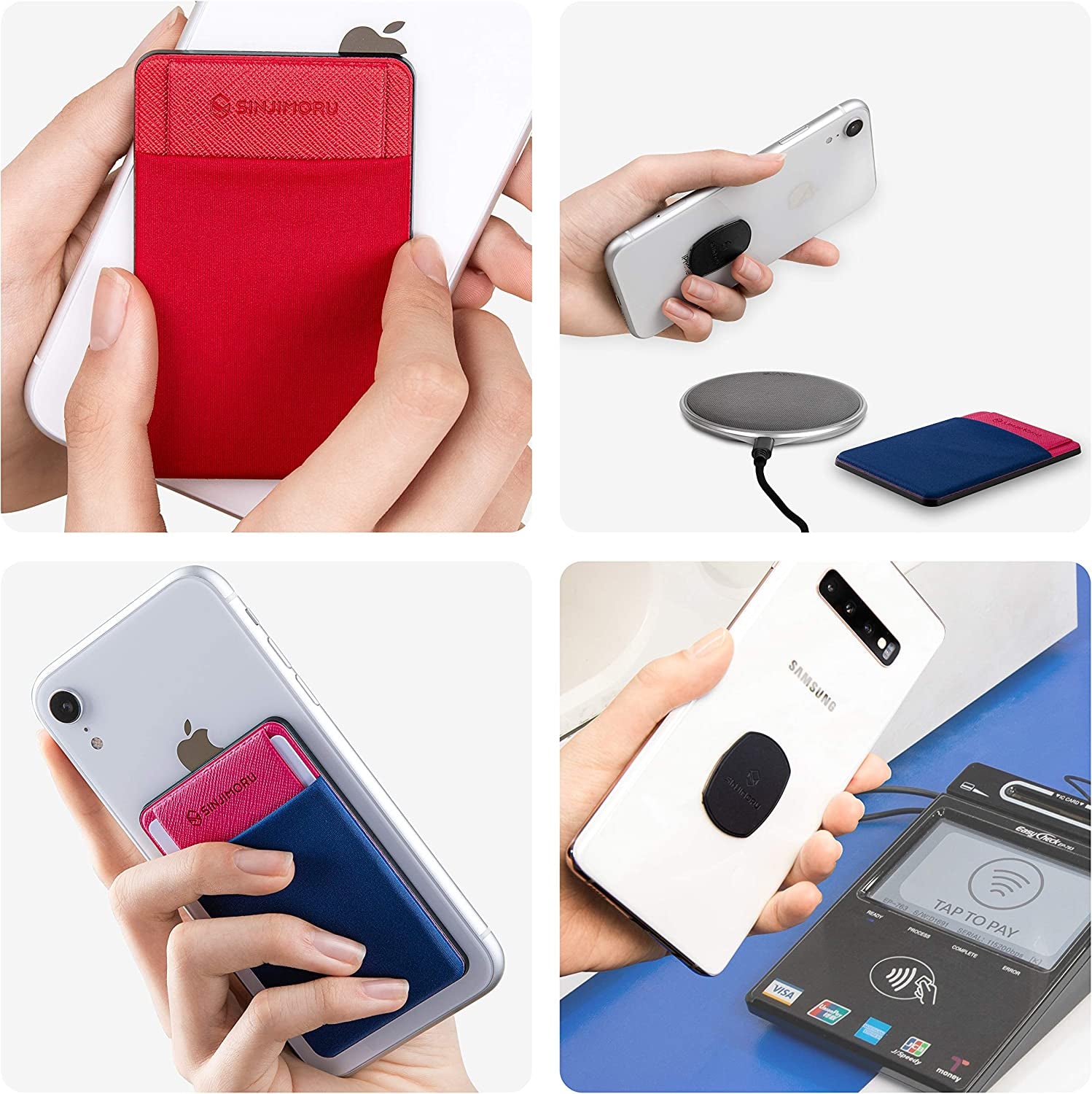 Sinjimoru Removable Cell Phone Wallet with Flap, Wireless Charging Compatible Cell Phone Card Holder for Back of Phone. Sinji Mount Flap Black  Sinjimoru Co.Ltd   