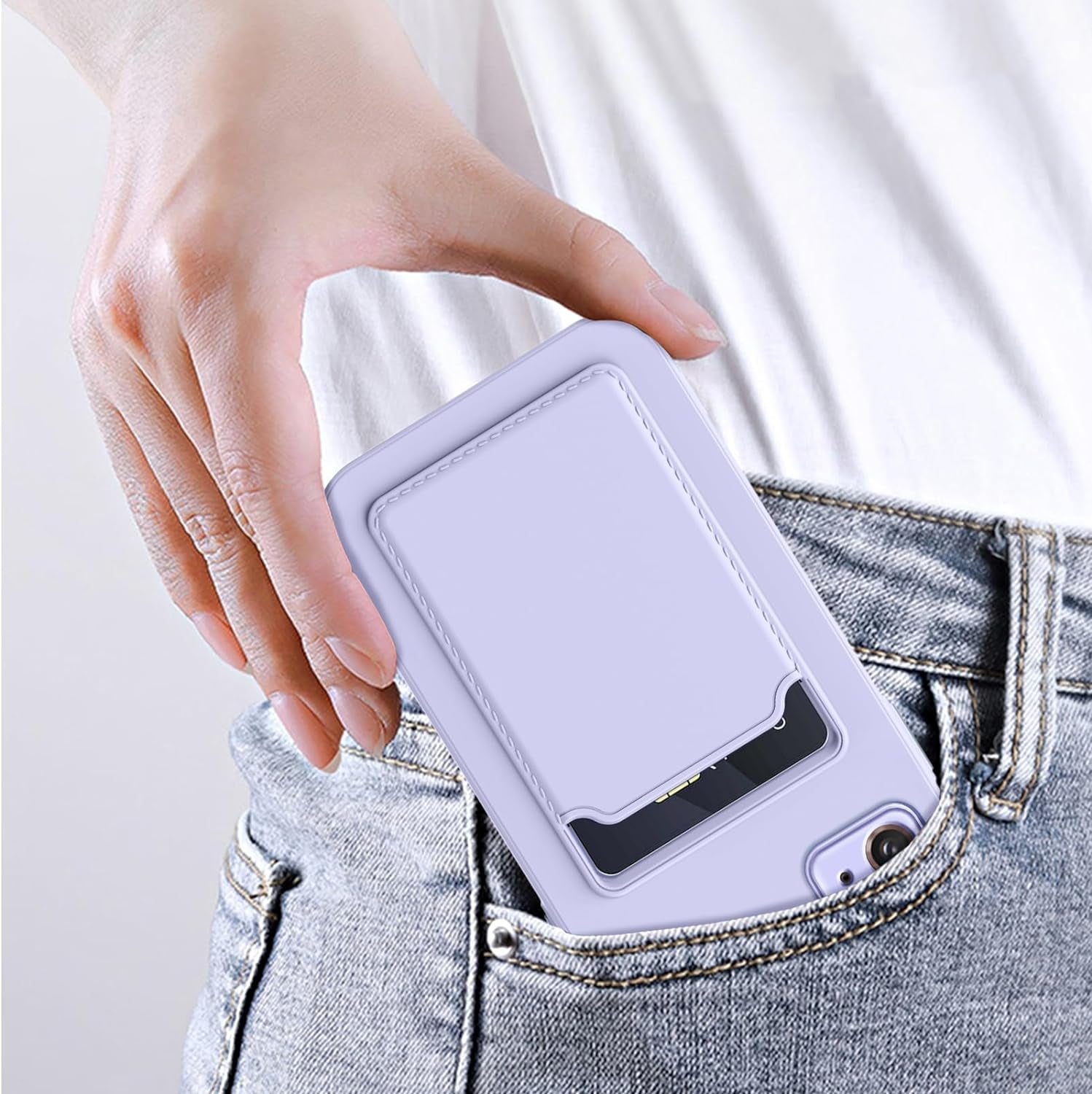 For Note 20 Case,Galaxy Note 20 Case with Minimalist Credit Card Holder Slot TPU Soft TPU Silicone Scratch-Resistant Slim Card Slot Wallet Case Protective Cover for Samsung Galaxy Note 20-Purple  TSAYGFK   