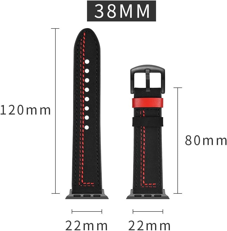 Compatible for Apple Watch 38Mm 40Mm 41Mm Leather Band Sport Replacement Strap for Iwatch Series 7 6 SE 5 4 3  Lerxiuer   
