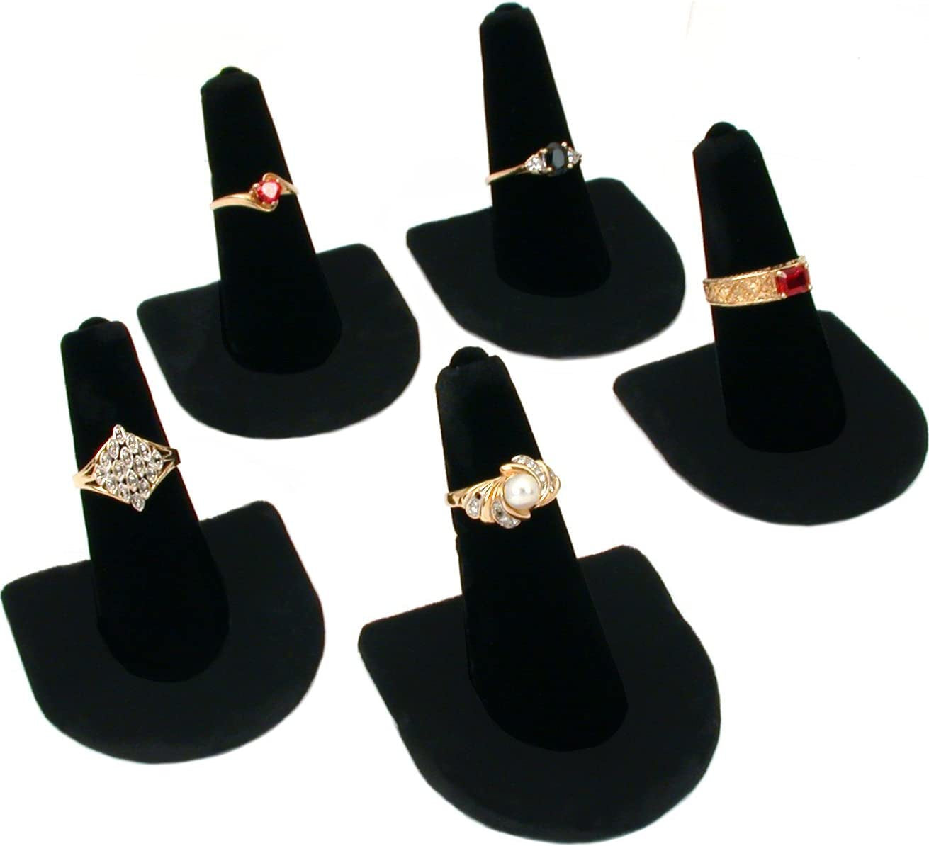 5 Black Velvet Ring Finger Jewelry Holder Showcase Display Stands  Bejeweled Display   