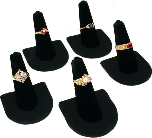 5 Black Velvet Ring Finger Jewelry Holder Showcase Display Stands  Bejeweled Display   