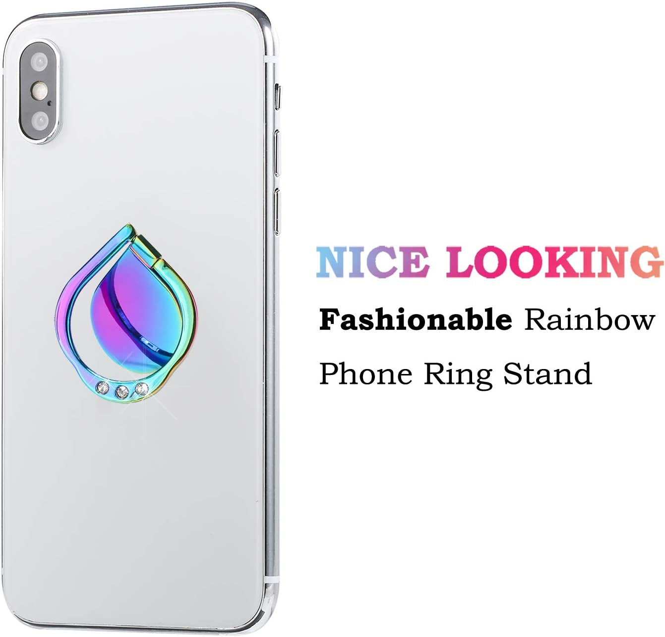 Lenoup Rainbow Sparkle Cell Phone Ring Stand Holder,Glitter Bling Bling Rainbow Ring Grip Kickstand,360 Rotation Finger Ring for Almost All Phones,Pad  lenoup   