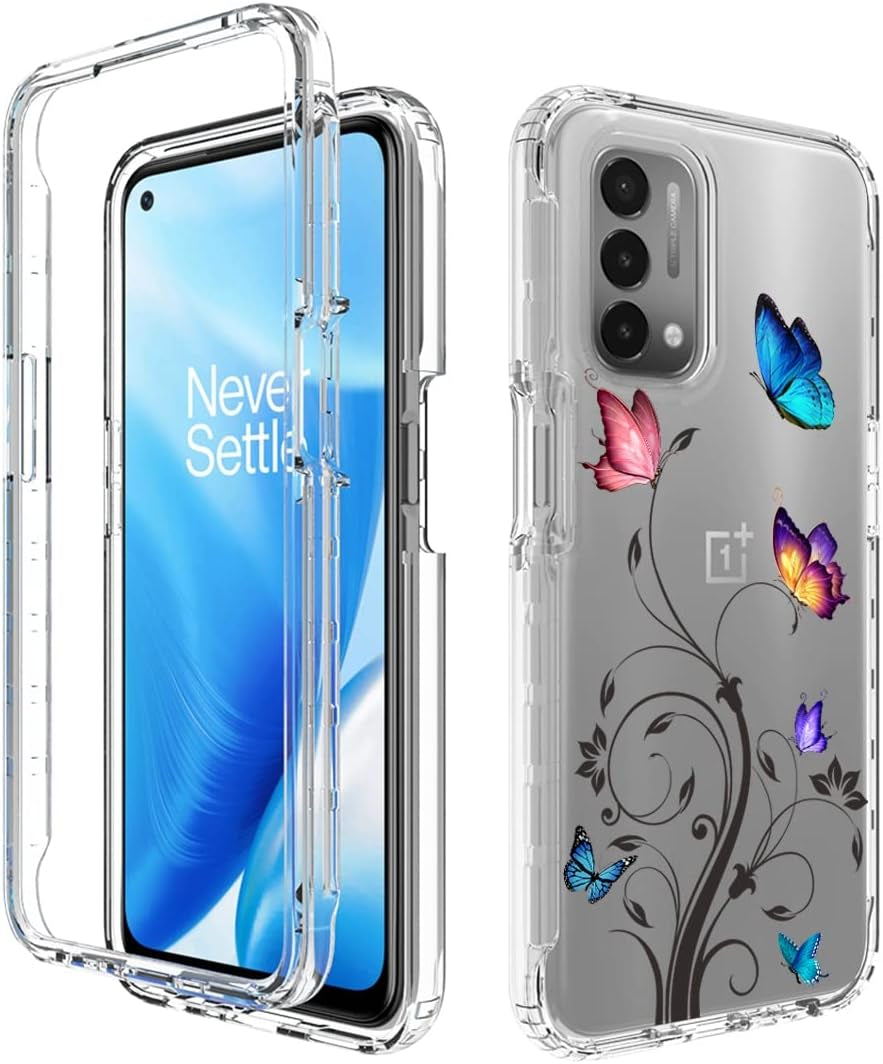Ueokeird Case for Oneplus Nord N200 5G Case, DE2117 Case with Tempered-Glass Screen Protector, Clear Butterfly Pattern Full Body Protective Phone Cover Cases for Oneplus Nord N200 5G (Butterfly Tree)  Ueokeird   