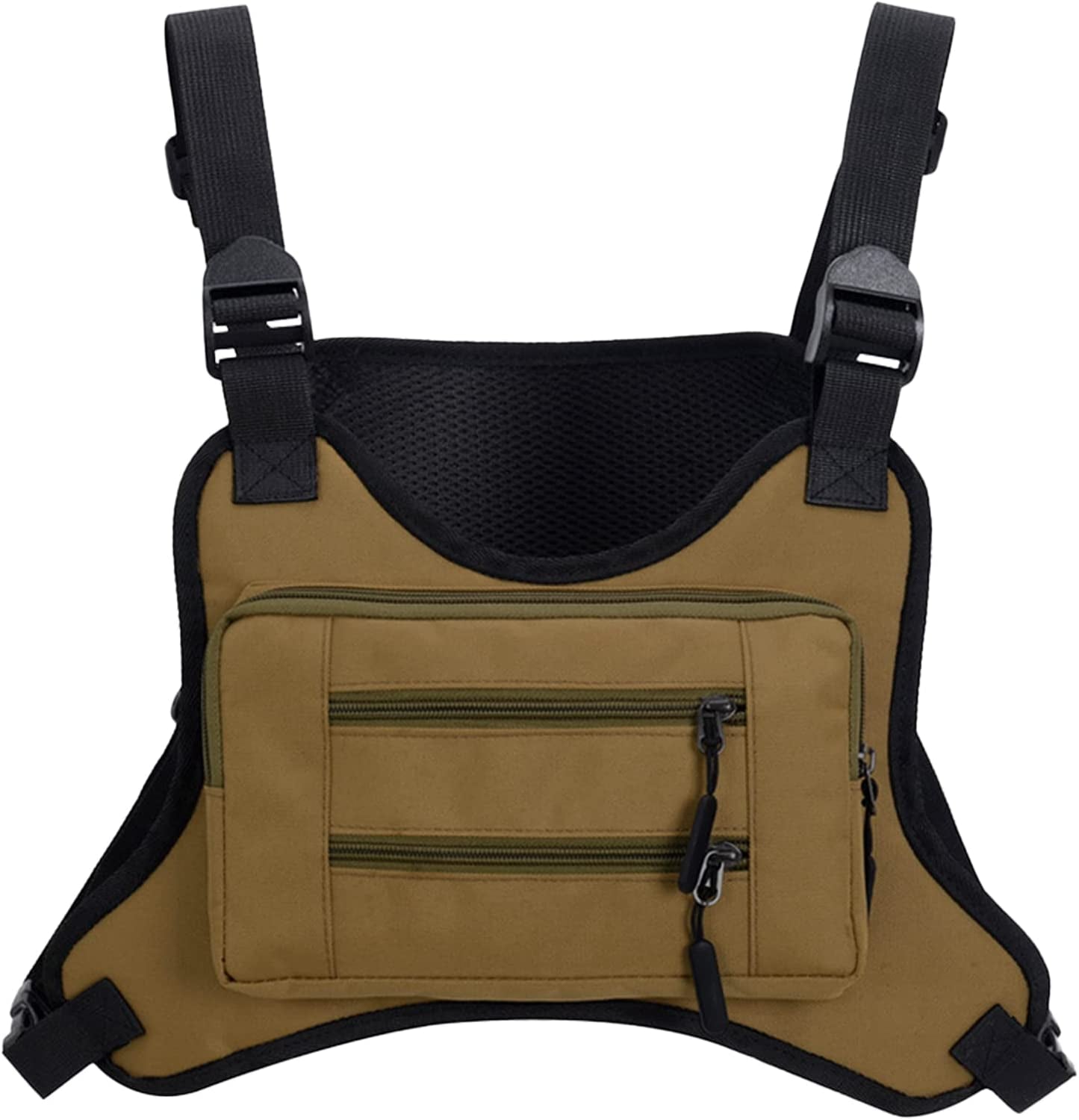 Jueachy Chest Bag for Men Women Running Bag Chest Phone Holder Chest Fanny Pack Tactical Chest Pouch for Workouts Cycling Exercise Hiking with Pockets Extra Storage  Jueachy Tan  