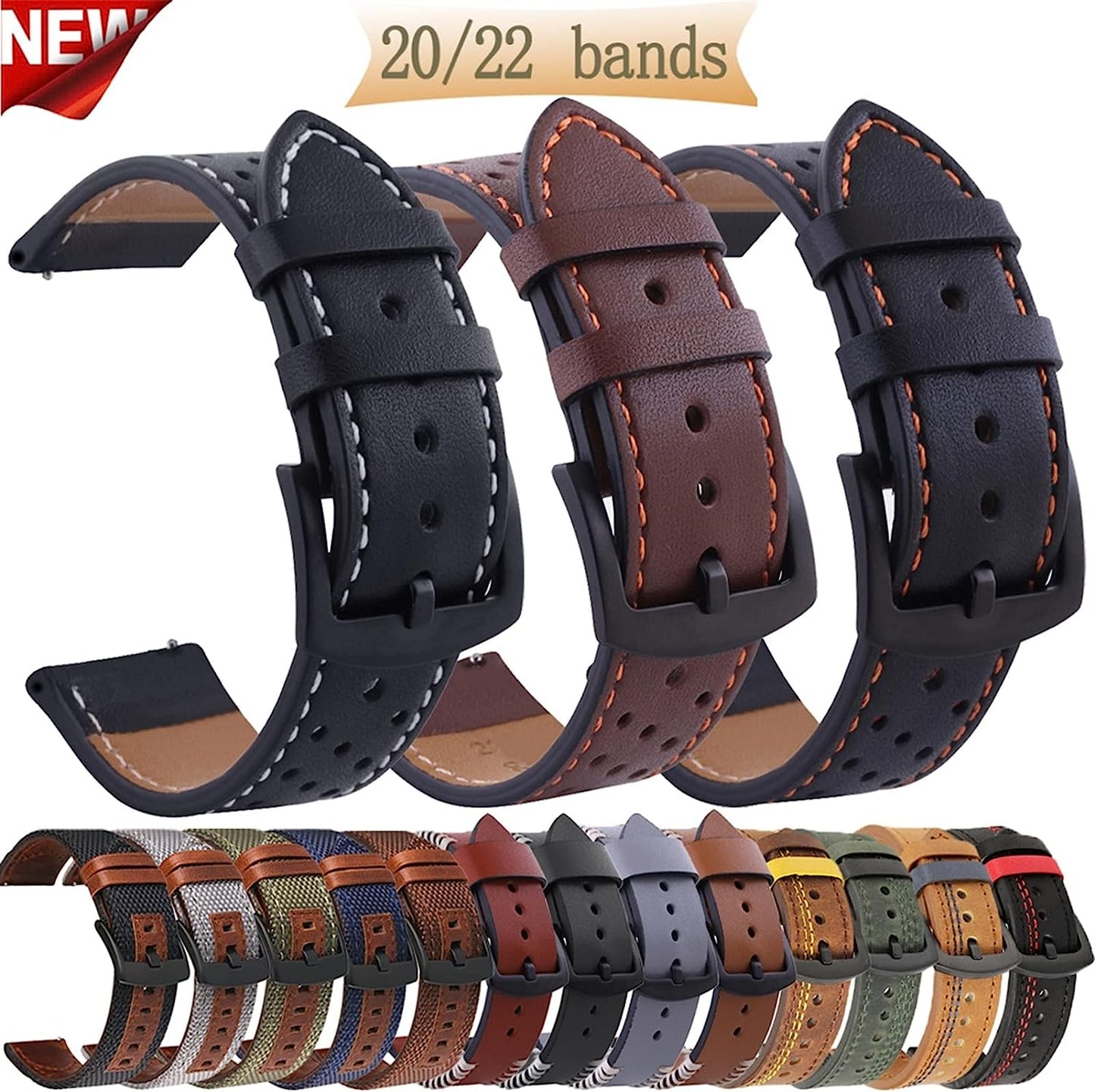 SVAPO 20 22Mm Band for Samsung Galaxy Watch 4/Classic/3/46/42Mm/Active 2 Gear S3/3 41 45Mm Leather Bracelet Universal Wirstband  SVAPO   