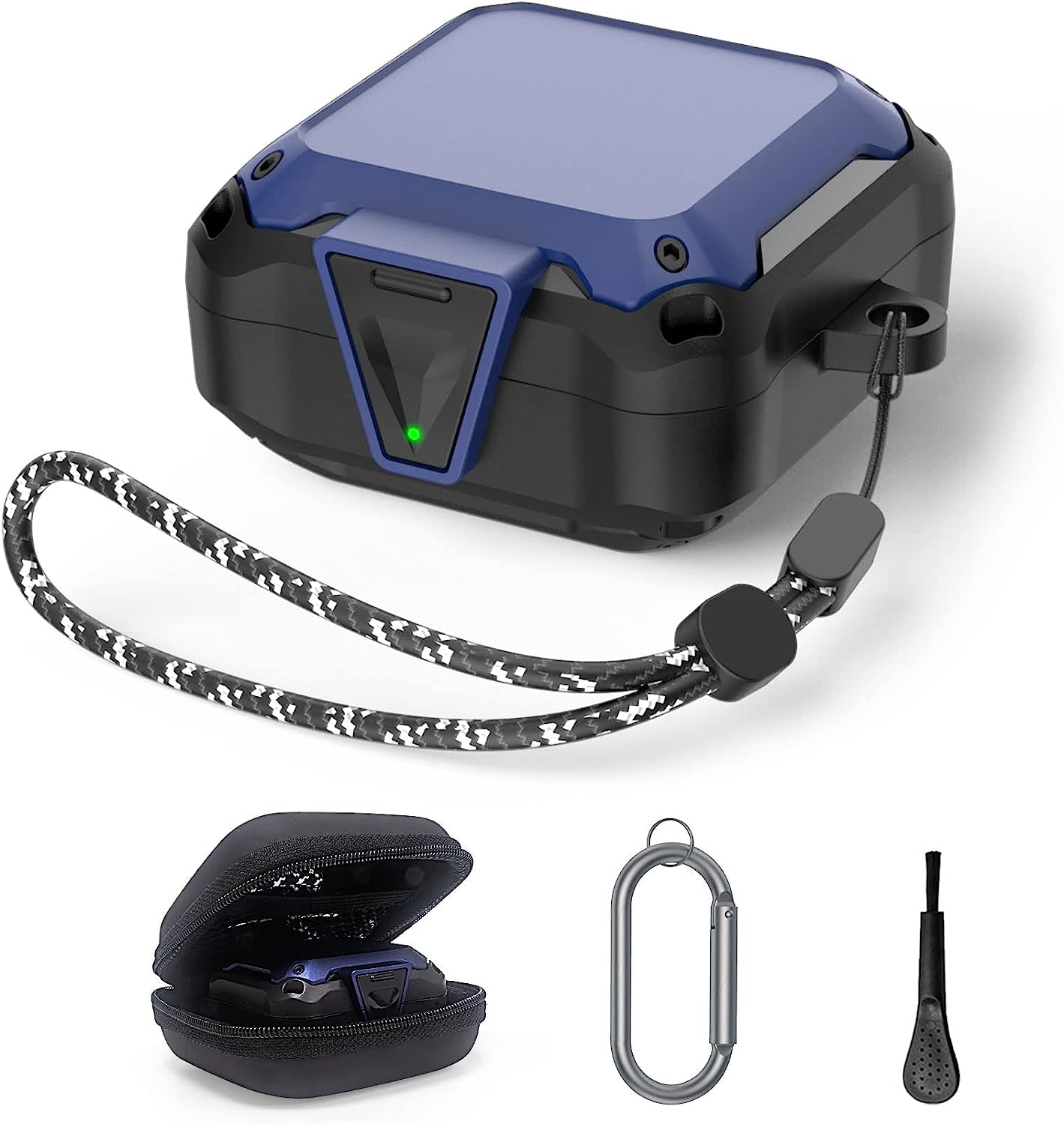 WOOPIT Armor Case Cover for Samsung Galaxy Buds 2 Pro Case(2022)/Galaxy Buds Pro Case(2021)/ Galaxy Buds 2 Case (2021)/Galaxy Buds Live Case(2020) with Zipper Box/Keychain/Brush/Wrist Strap (Red)  WOOPIT blue  