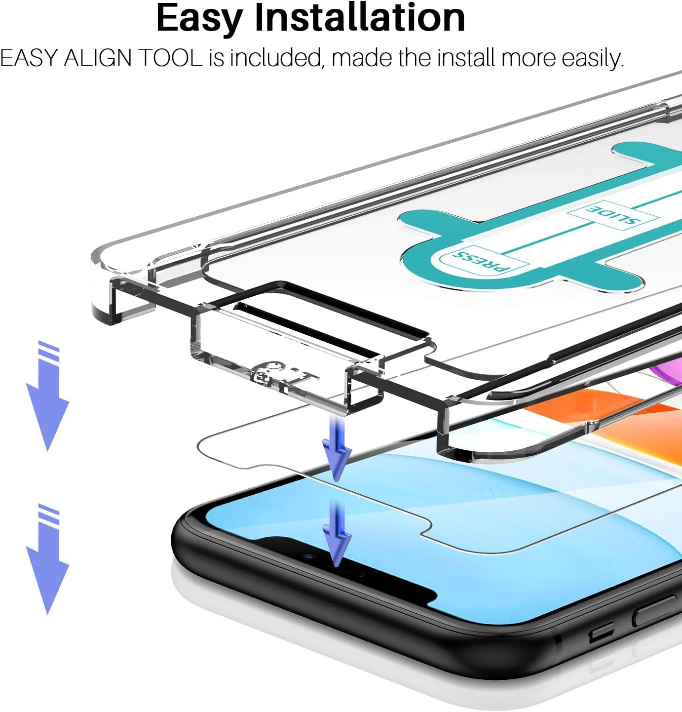 LK 6 Pack 3 Pack Screen Protector with 3 Pack Camera Lens Protector Compatible for Iphone 11 6.1-Inch, Tempered Glass, Case Friendly, Easy-Installation Tool, 9H Hardness  LK   