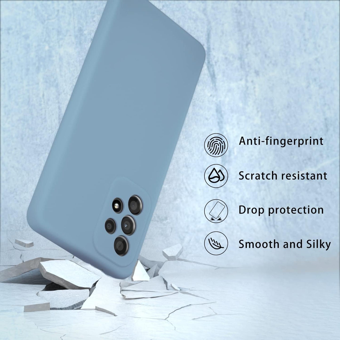 SYMOCA Liqiud Silicone Case for Samsung Galaxy A53 5G Silky Silicone Slim Full-Body Protective Shockproof Cover with Microfiber Lining Compatible with Galaxy A53 5G 6.5" (Jean Blue)  SYMOCA   