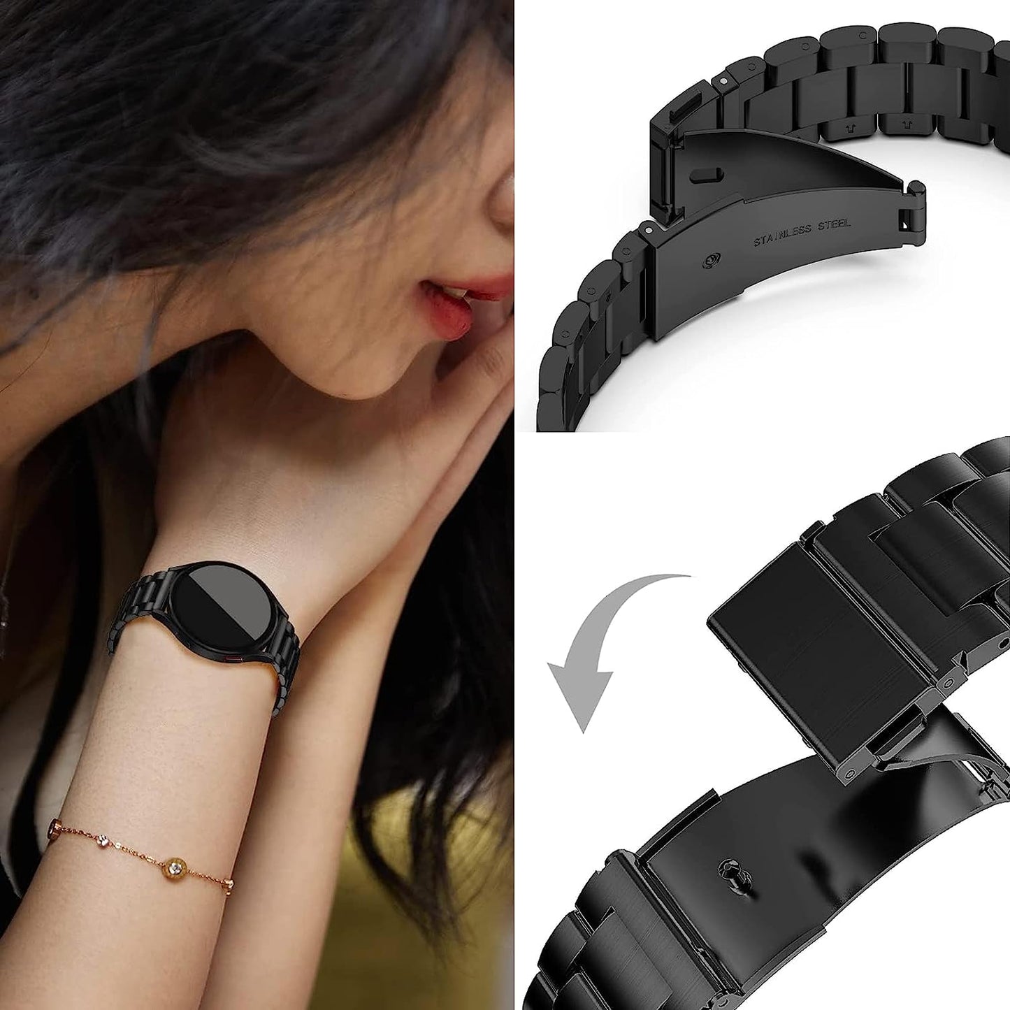 Z.Duduzaza 20Mm Strap Compatible for Samsung Galaxy Watch 4 Band, Galaxy Watch 5, 40Mm 44Mm, Stainless Steel Watch Quick Release Watch Bands Fit Galaxy Watch 4 Classic 42Mm 46Mm/Galaxy Watch Active 2 40Mm/44Mm  Z.DuDuZAZA   