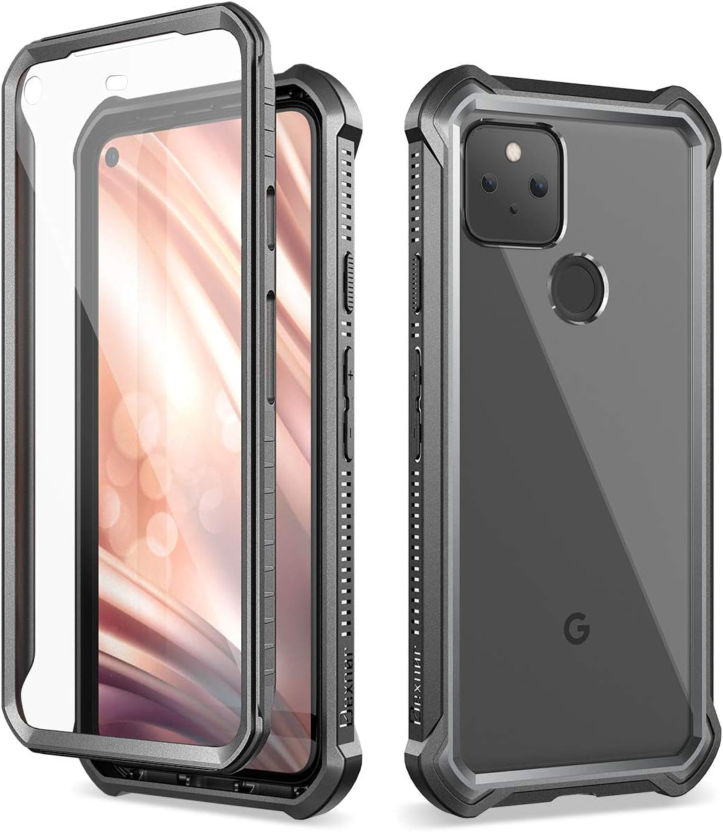 Dexnor for Google Pixel 5 Case with Screen Protector Clear Rugged Full Body 360 Protective Shockproof Hard Back Cover Defender Dual Layer Heavy Duty Bumper Case for Google Pixel 5 - Black  Dexnor   
