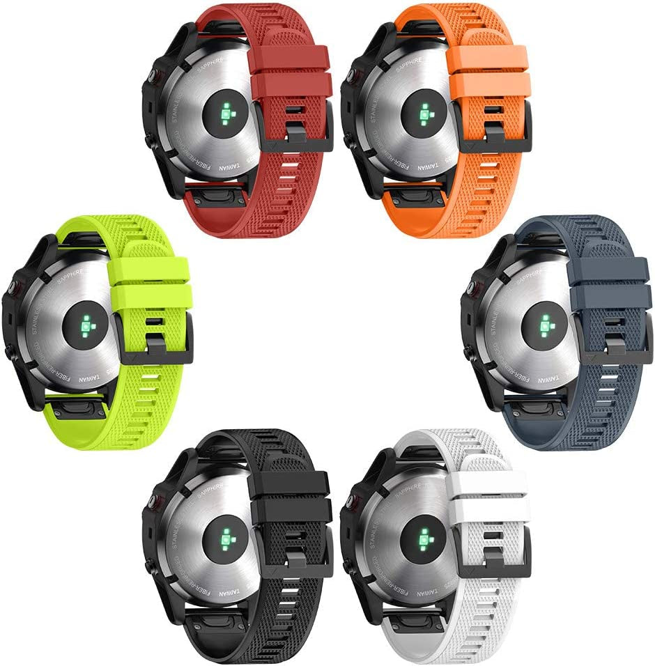 Notocity Compatible Fenix 5X Band 26Mm Width Soft Silicone Watch Strap for Fenix 6X/Fenix 7X/Fenix 5X Plus/Fenix 6X Pro/Fenix 3/Fenix 3 Hr/Tactix/Descent MK1/D2 Delta PX/D2 Charlie-Black  MSLH 6P2  