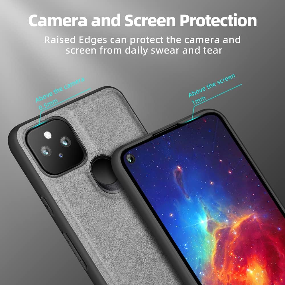 X-Level Google Pixel 5 Case,Anti-Scratch Premium Leather Soft TPU Bumper Shockproof Protective Phone Cover Case for Google Pixel 5 6.0 Inch (Gray)  X-level   