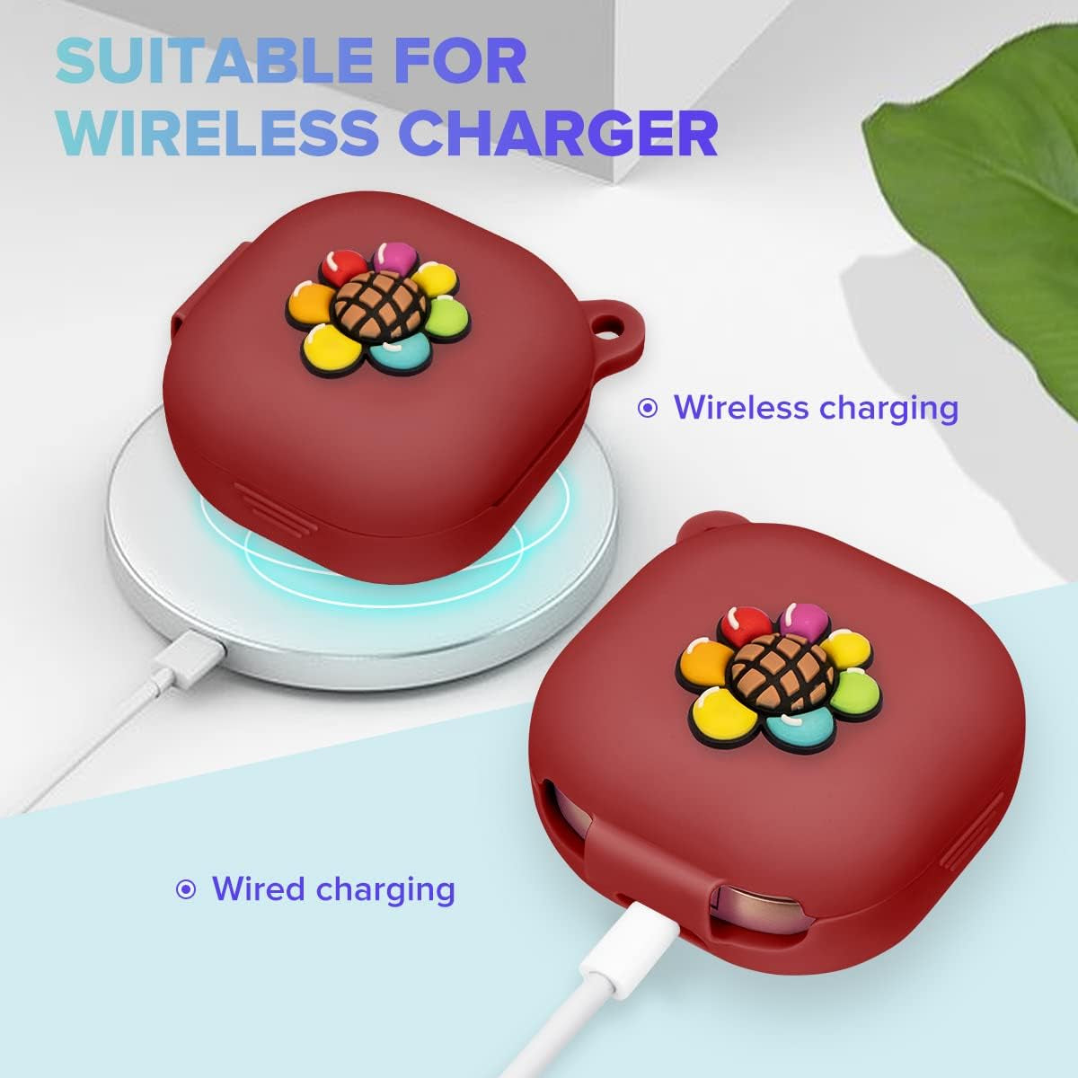 Flocute Silicone Case Compatible with Samsung Galaxy Buds Live (2020)/Galaxy Buds Pro (2021) Silicone Case with 3D Sunflower Cute Funny Cover with Keychain Gift for Women Girls Kids Teens (Sunflower)  Flocute   