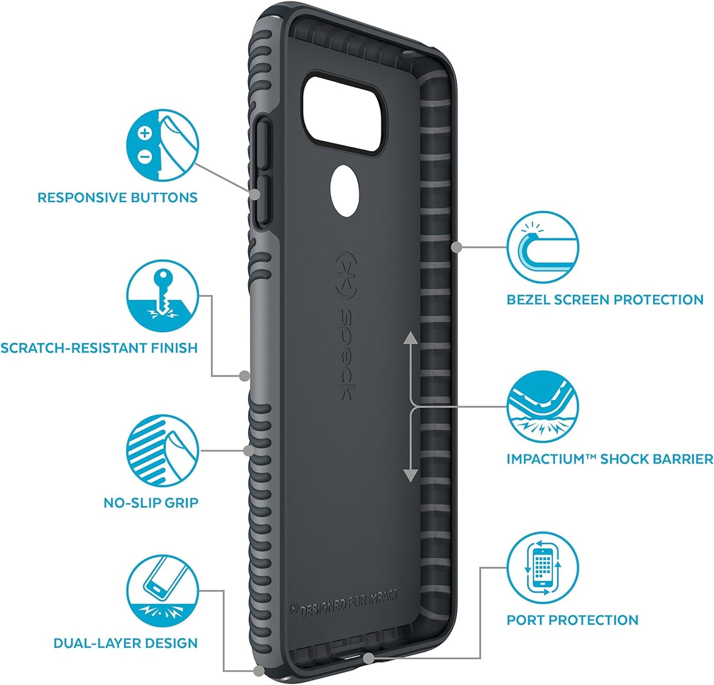 Speck Products Presidio Grip Cell Phone Case for LG G6 - Graphite Grey/Charcoal Grey  Speculative Product Design, LLC   