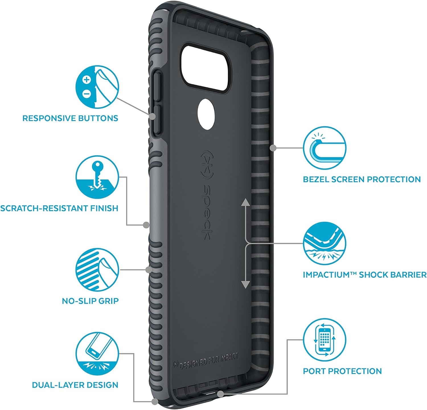 Speck Products Presidio Grip Cell Phone Case for LG G6 - Graphite Grey/Charcoal Grey  Speculative Product Design, LLC   