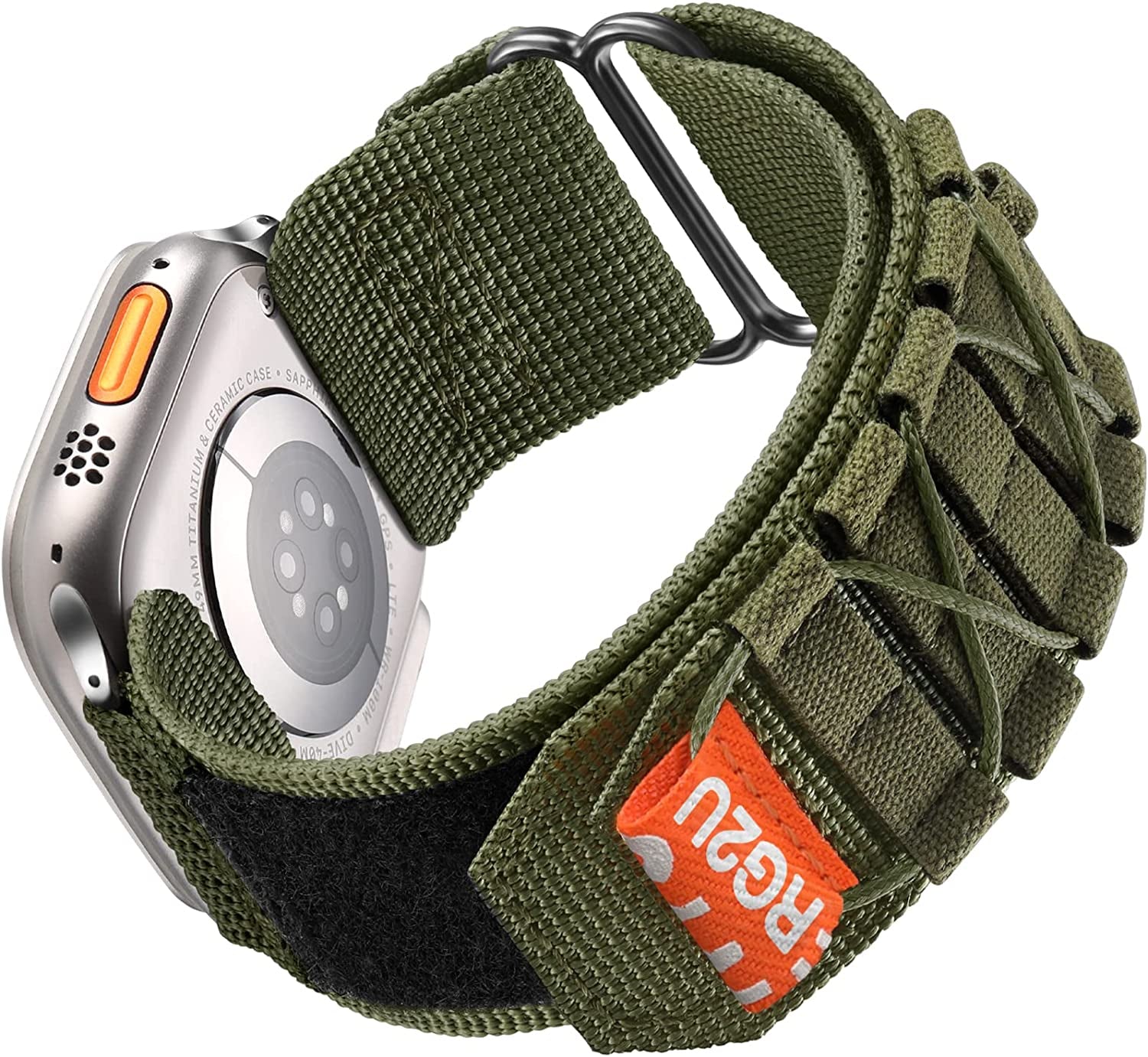 Odbeai Rugged Military Tactical Nylon Braided Sport Bands Compatible with Apple Watch 49Mm 45Mm 44Mm 42Mm for Men, Woven Solo Loop Designed Straps for Iwatch Series 8 7 6 5 4 3 2 1 SE Ultra  Odbeai Green 42mm/44mm/45mm/49mm L 