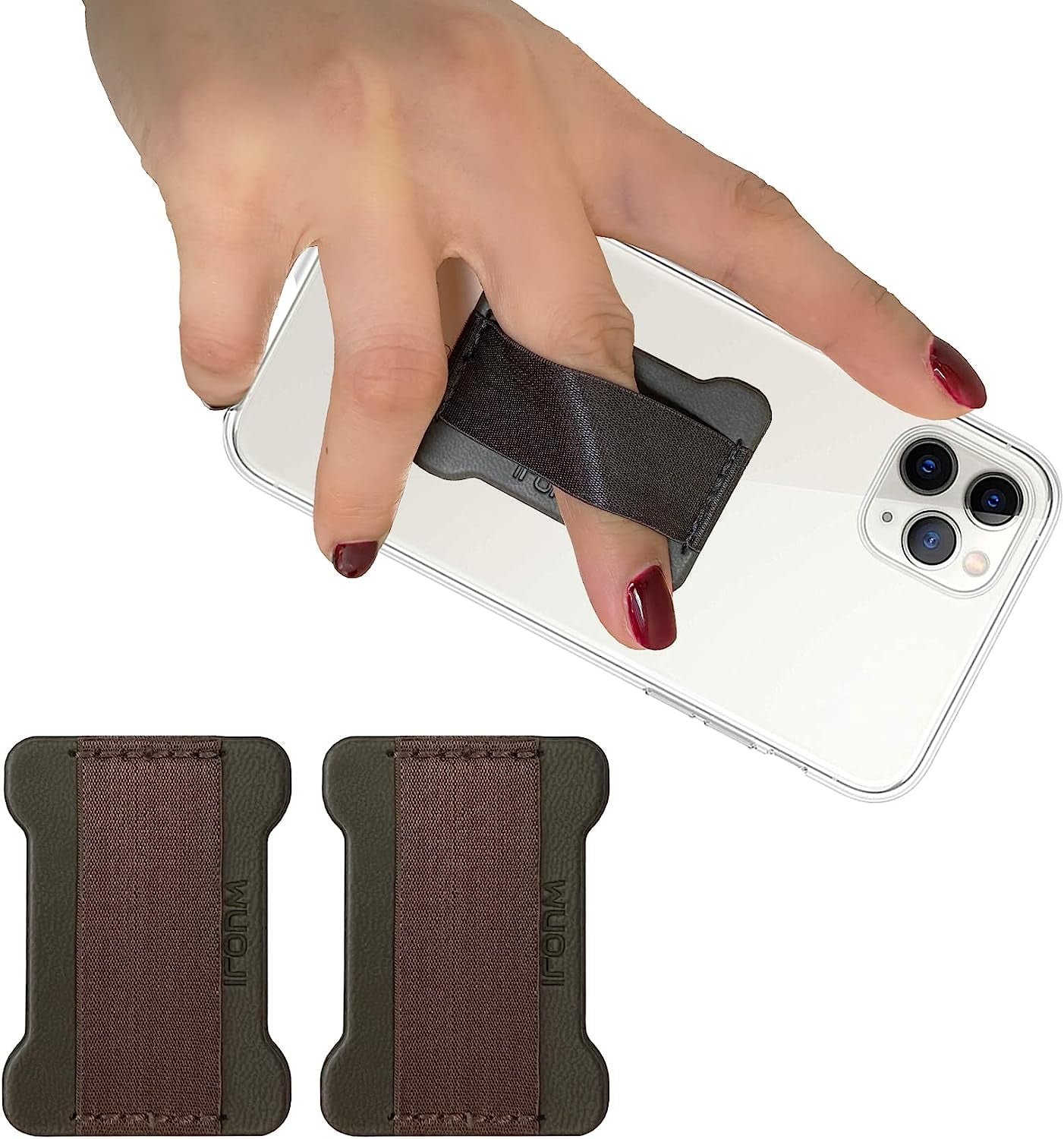 WUOJI - Finger Strap Phone Holder - Ultra Thin Anti-Slip Universal Cell Phone Grips Band Holder for Back of Phone - 2Pack(Gray)  WUOJI   