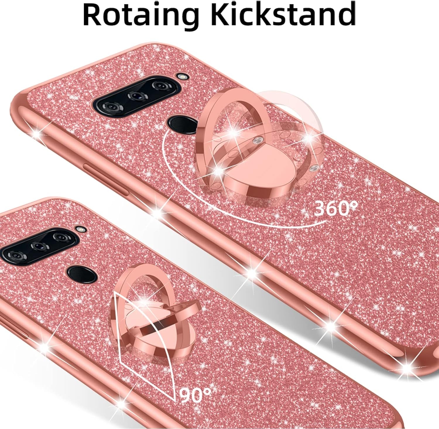Nancheng for LG V40 Thinq Case (2018), Case for LG V40 Women Glitter Cute Luxury Soft TPU Silicone Clear Cover with Stand Bumper Shockproof Full Body Protection Phone Case - Rose Gold  nancheng   