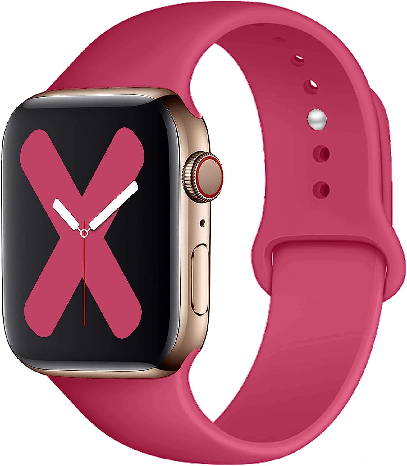 Saucyi Compatible with Apple Watch Band 41Mm 40Mm 38Mm 49Mm 45Mm 44Mm 42Mm,Soft Silicone Sport Band Replacement Strap with Classic Clasp for Iwatch Series 8 7 6 5 4 3 2 1 SE  Saucyi Pomegranate 38mm/40mm/41mm S/M 