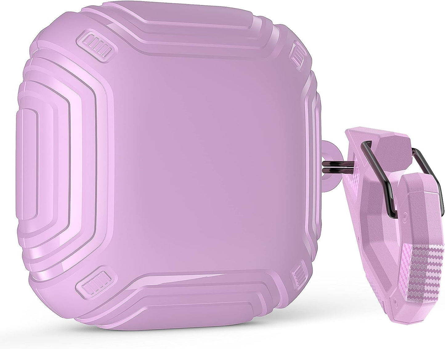 Valkit Compatible Beats Fit Pro Case Cover, Full Body Shockproof Military Shell Cool Protective Cover Skin with Keychain Men Women for New Beats Fit Pro Earbuds 2021, White  VKT Purple  