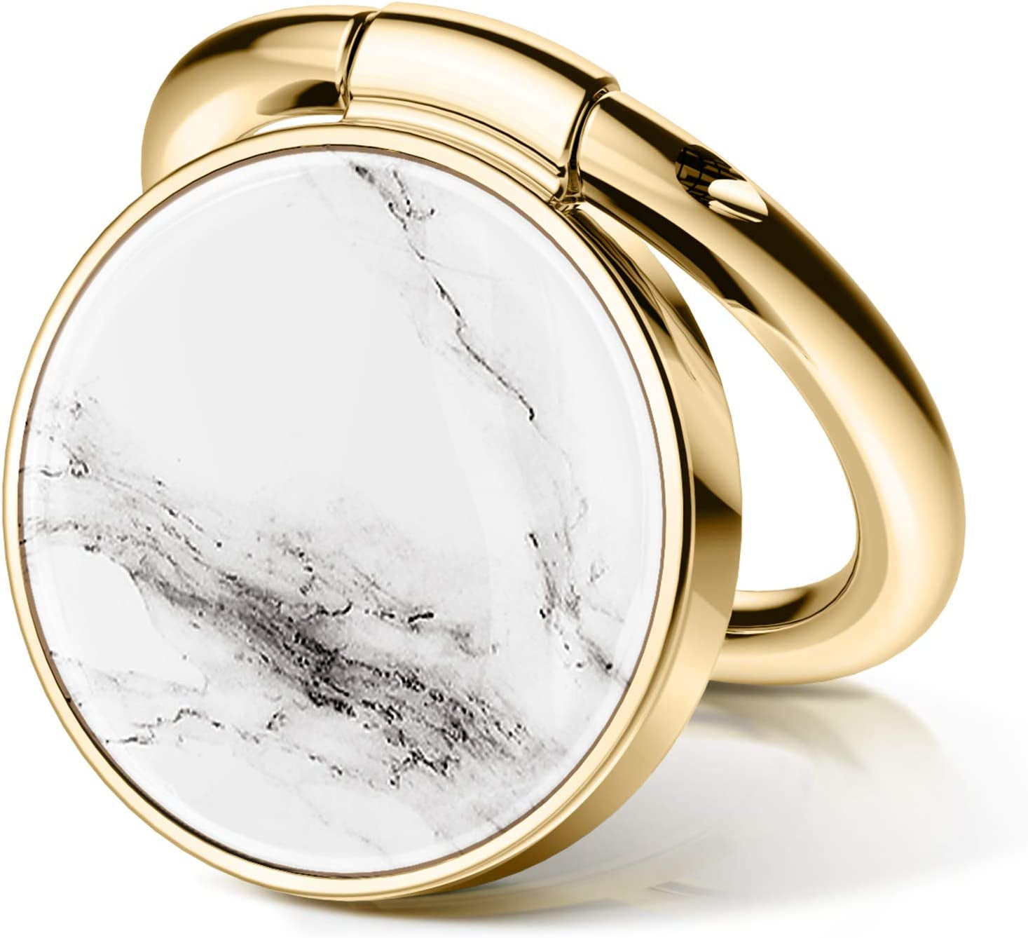 GVIEWIN Marble Cell Phone Ring Holder, Metal Kickstand Grip for Magnetic Car Mount Compatible with Iphone 14 Pro Max/14 Plus/13/12 Series & Galaxy S22/S23 Ultra and Other Smartphones(Drift Sand/Brown)  GVIEWIN White/Gold  